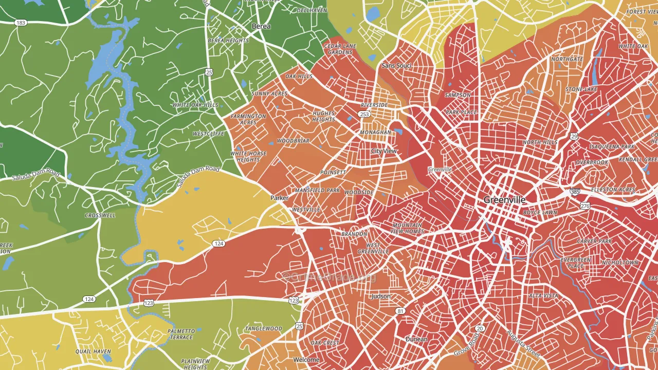 Parker, SC Map of Vehicle Theft Rates
