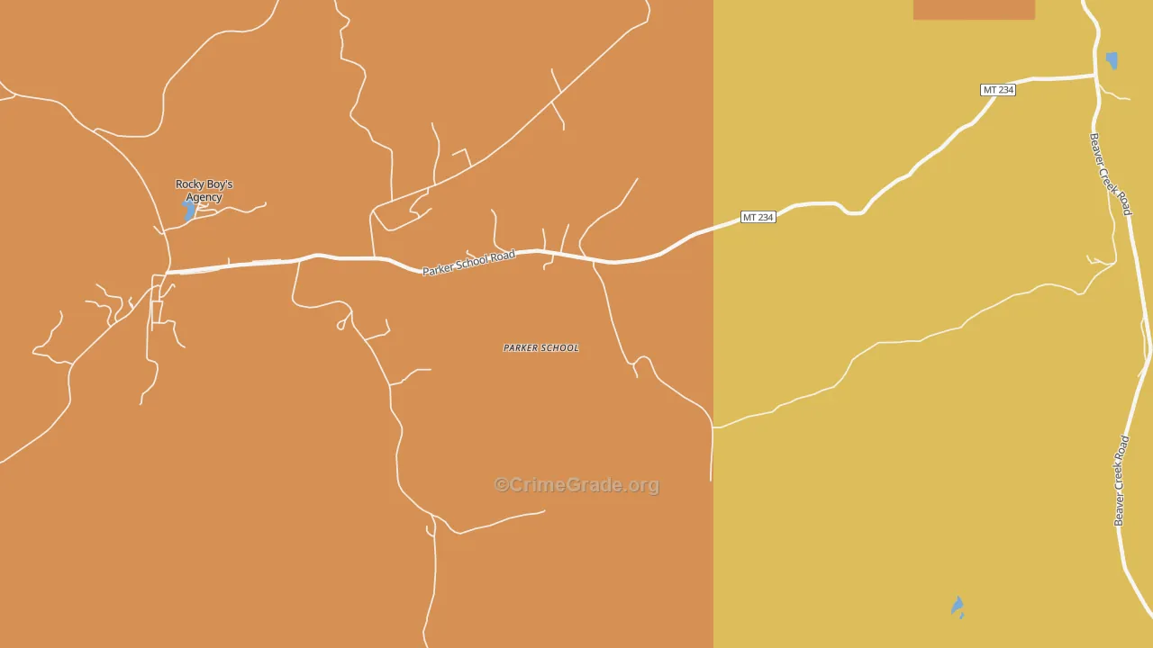 Parker School, MT Map of Vehicle Theft Rates