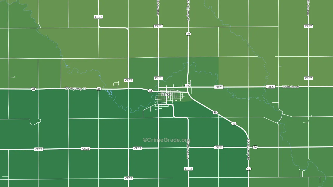 Parker, SD Map of Vehicle Theft Rates