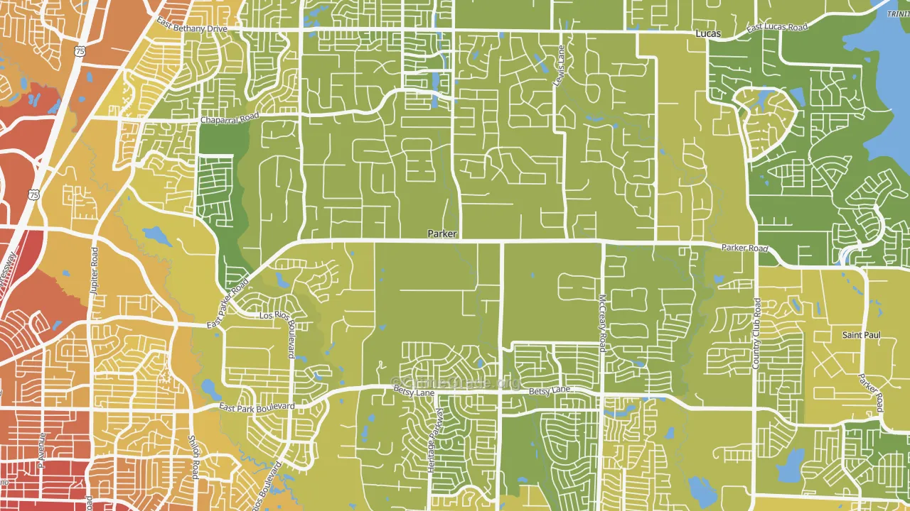 Parker, TX Map of Vehicle Theft Rates