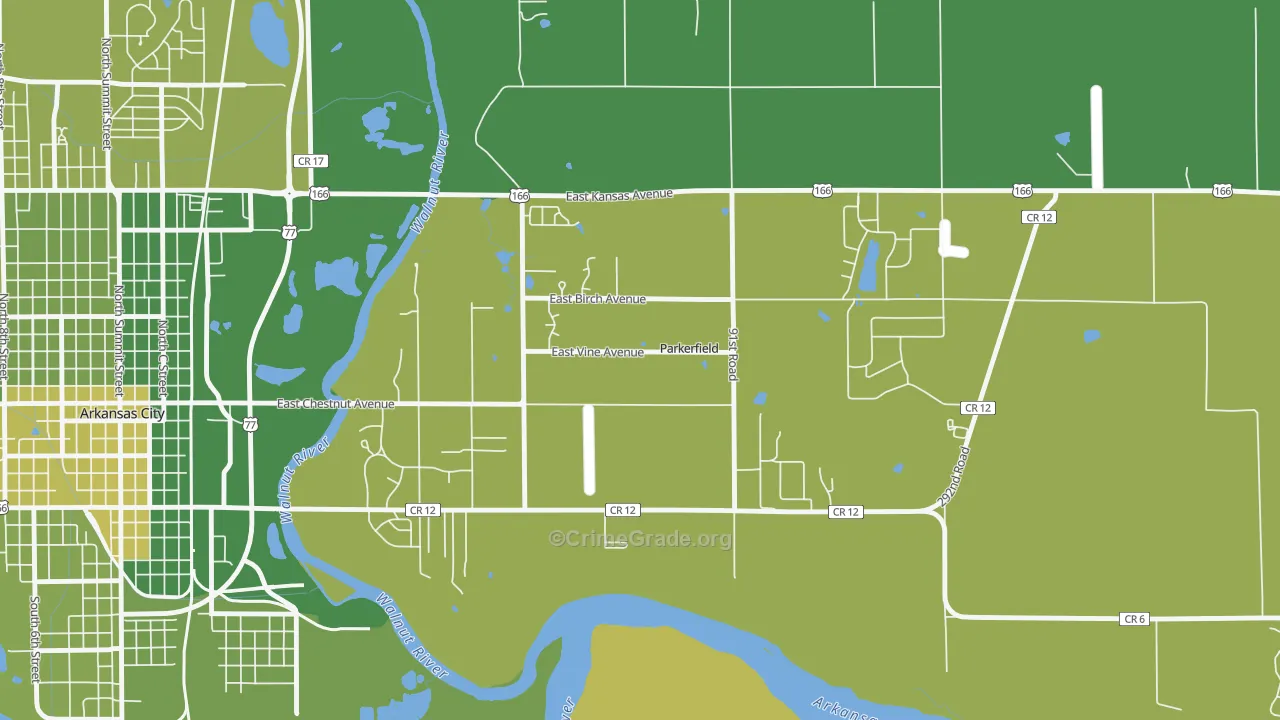 Parkerfield, KS Map of Vehicle Theft Rates
