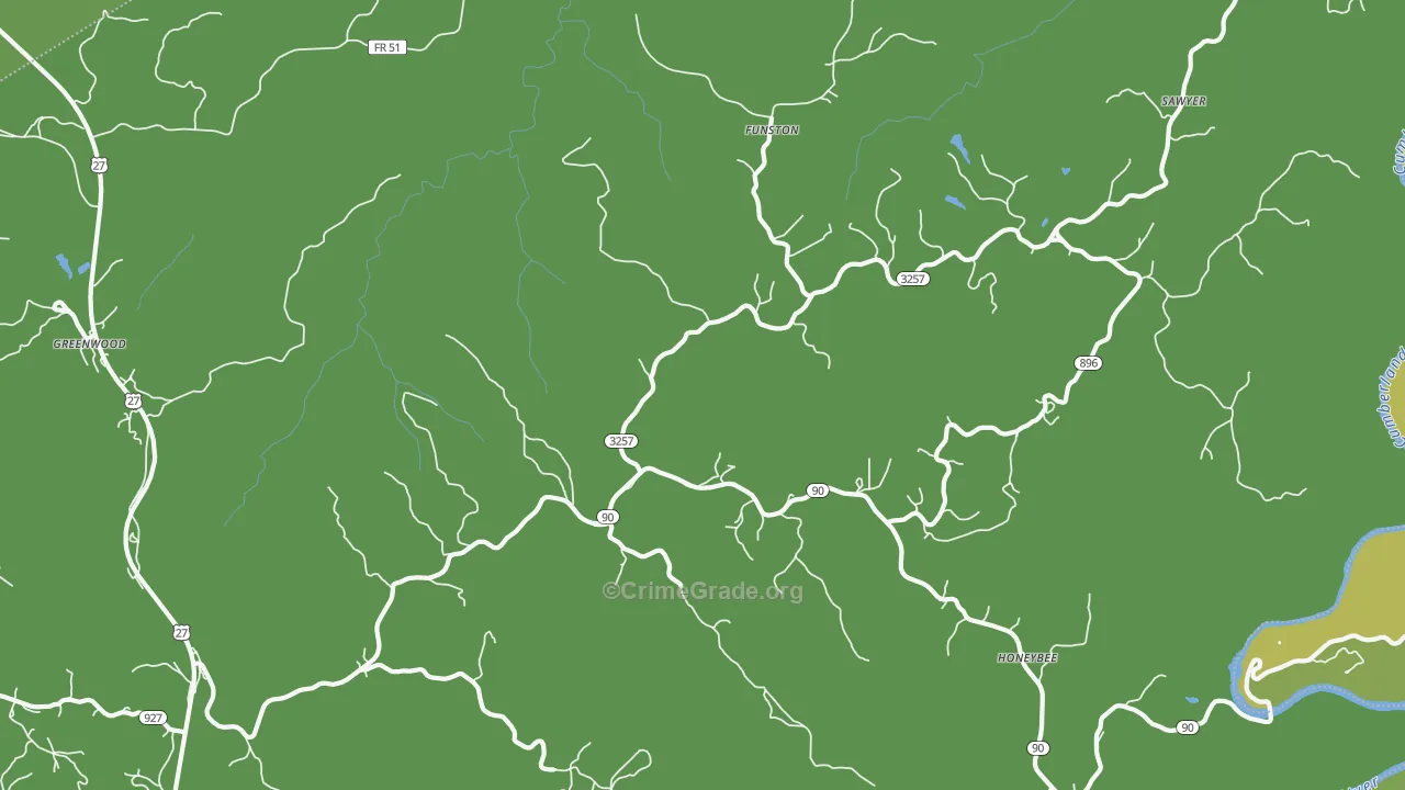 Parkers Lake, KY Map of Vehicle Theft Rates