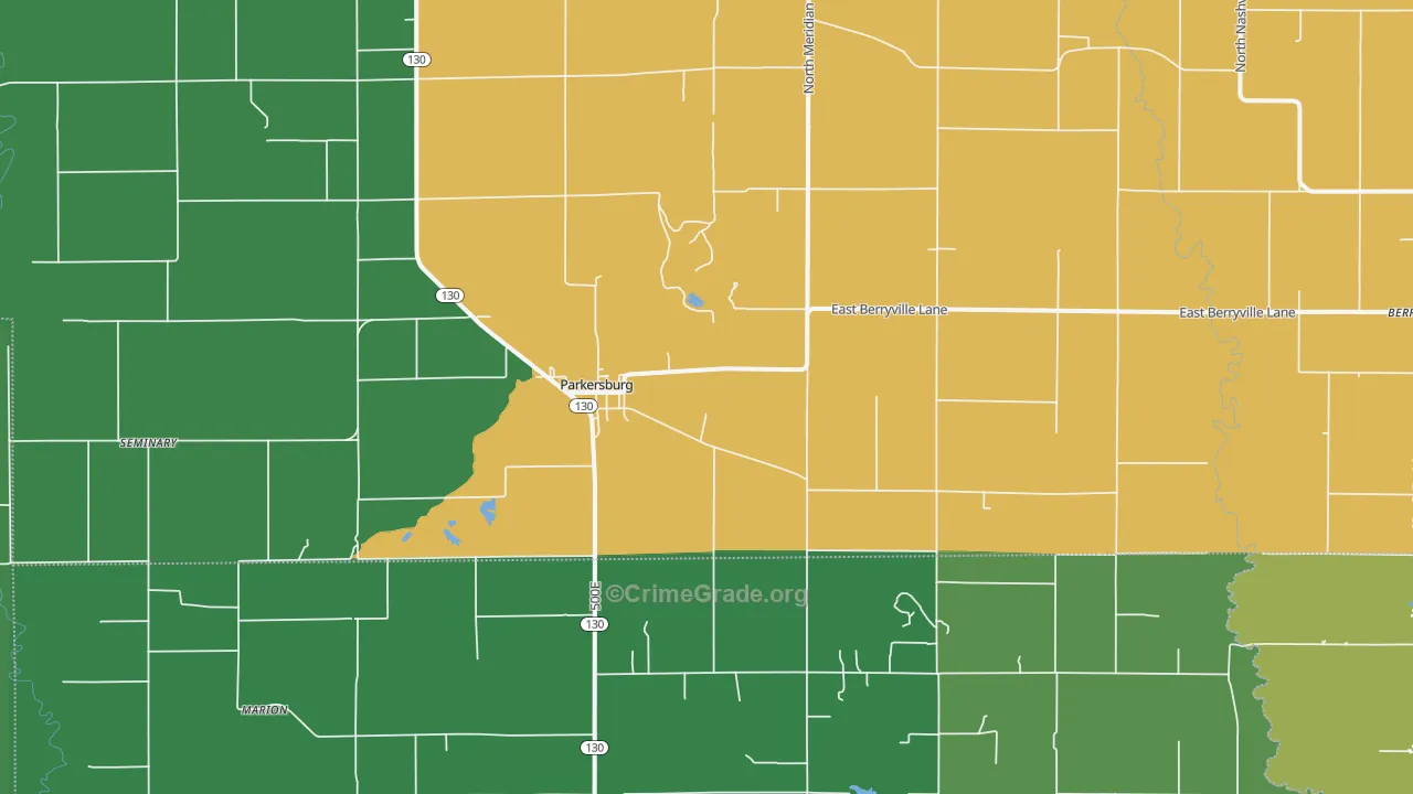 Parkersburg, IL Map of Vehicle Theft Rates