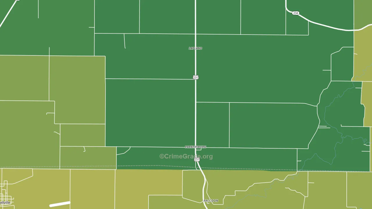 Parkersburg, IN Map of Vehicle Theft Rates