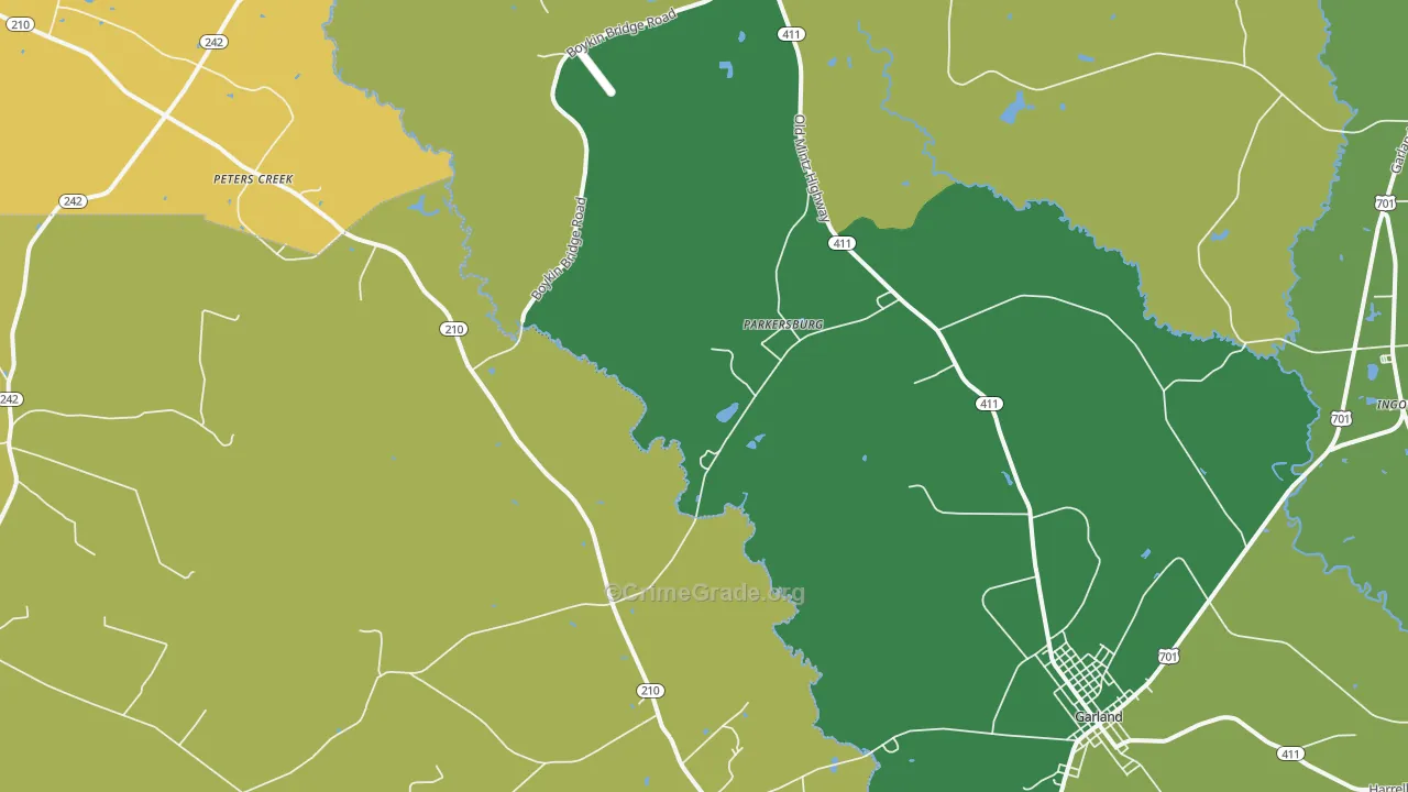 Parkersburg, NC Map of Vehicle Theft Rates