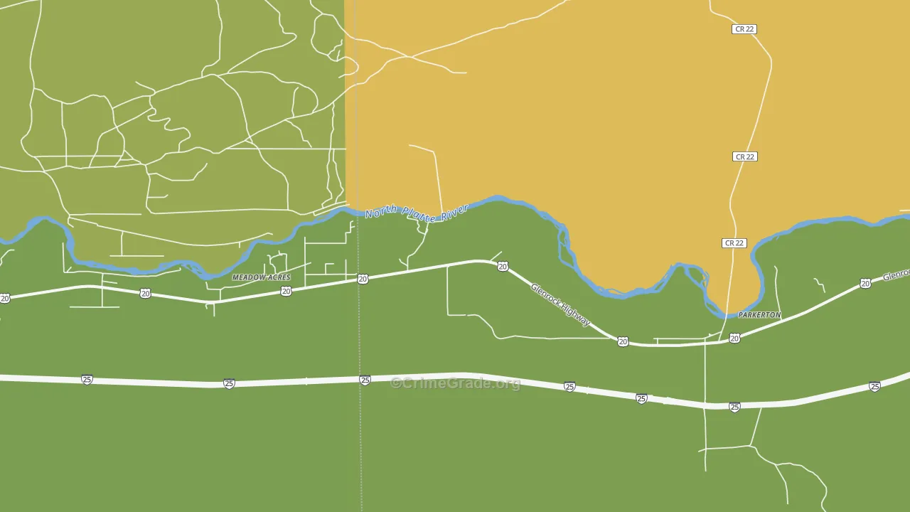 Parkerton, WY Map of Vehicle Theft Rates