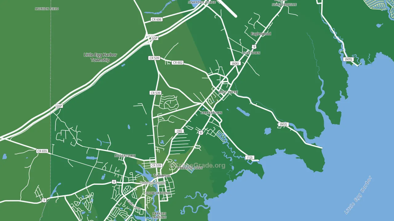Parkertown, NJ Map of Vehicle Theft Rates