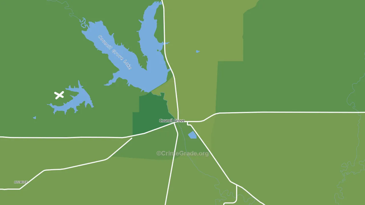 Parkerville, KS Map of Vehicle Theft Rates