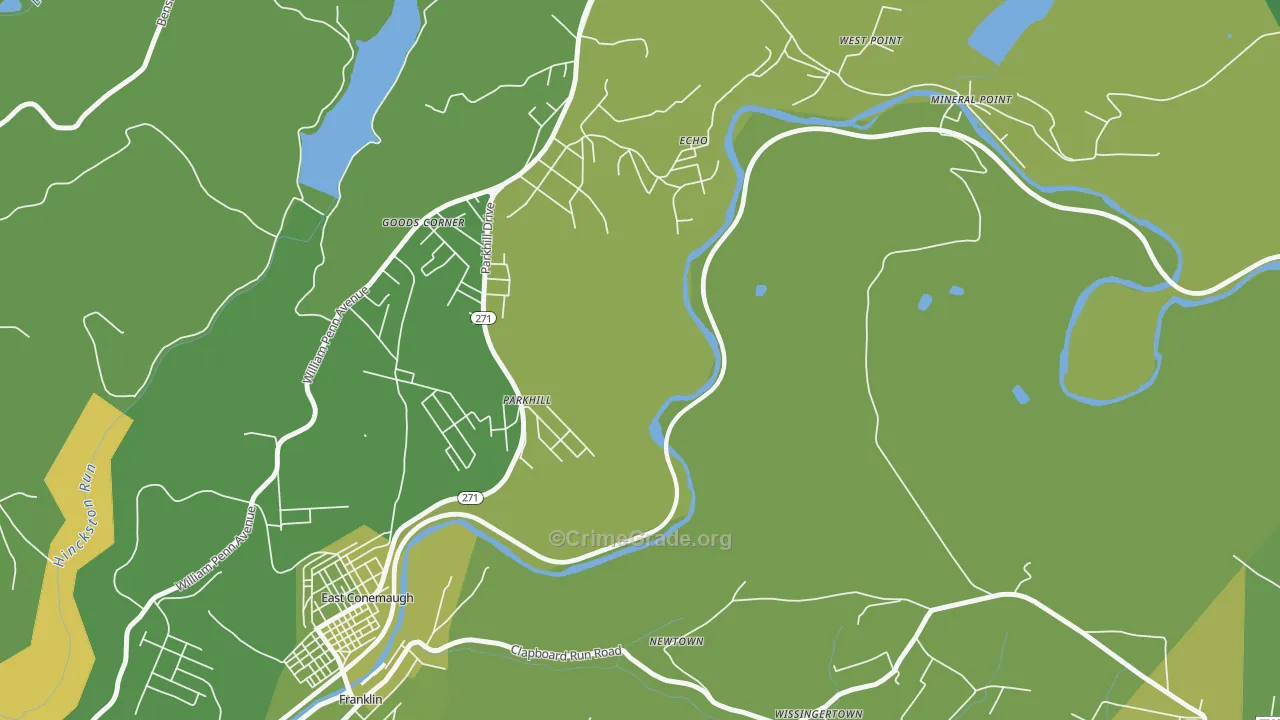Parkhill, PA Map of Vehicle Theft Rates