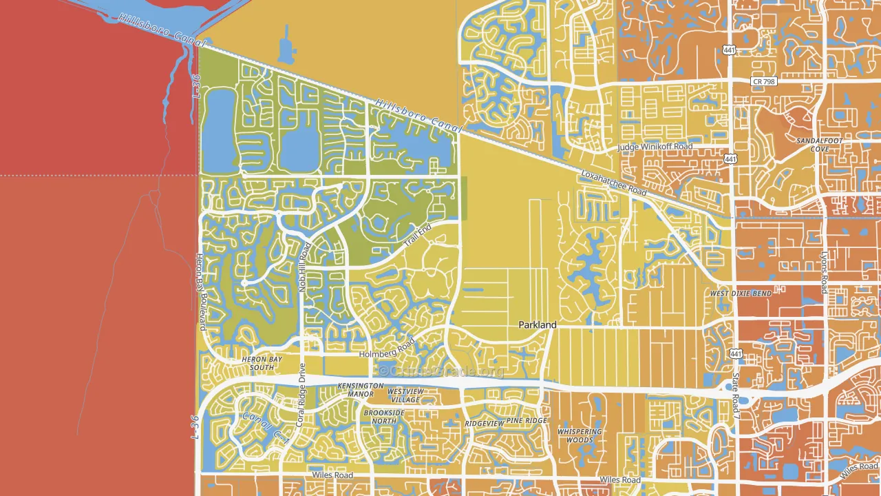 Parkland, FL Map of Vehicle Theft Rates