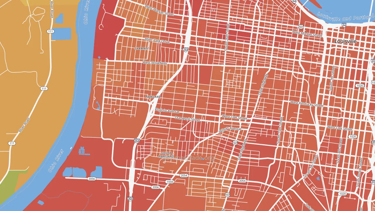 Parkland, Louisville, KY Map of Vehicle Theft Rates