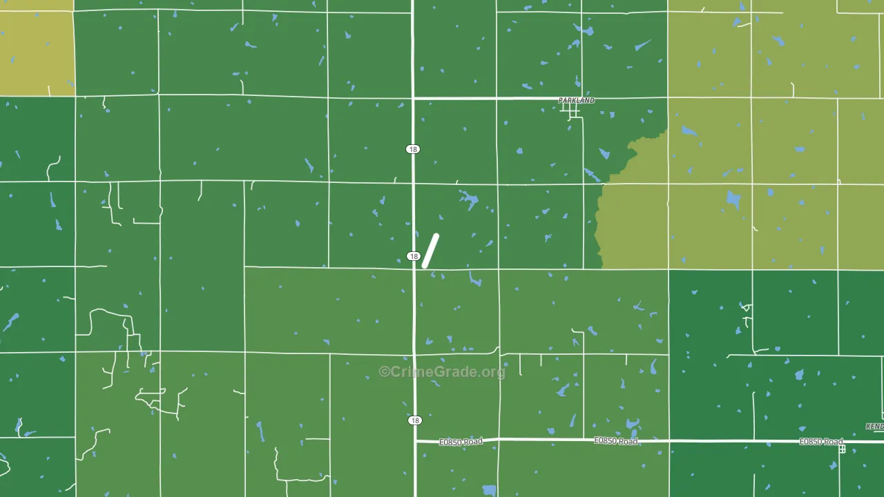 Parkland, OK Map of Vehicle Theft Rates