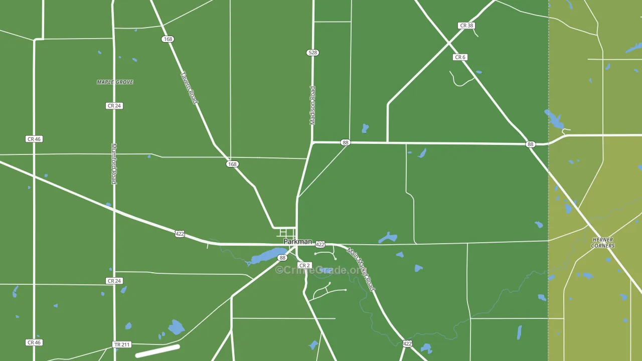 Parkman, OH Map of Vehicle Theft Rates