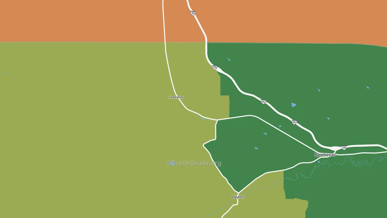 Parkman, WY Map of Vehicle Theft Rates