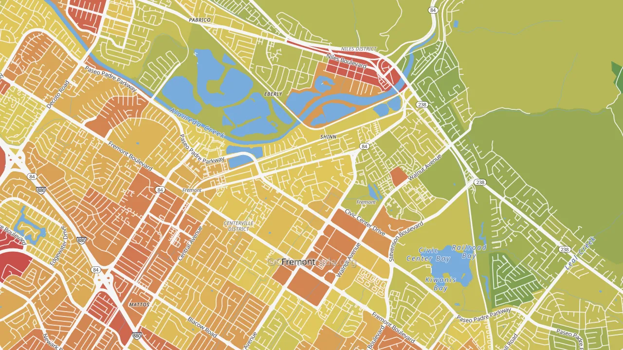 Parkmont, Fremont, CA Map of Vehicle Theft Rates