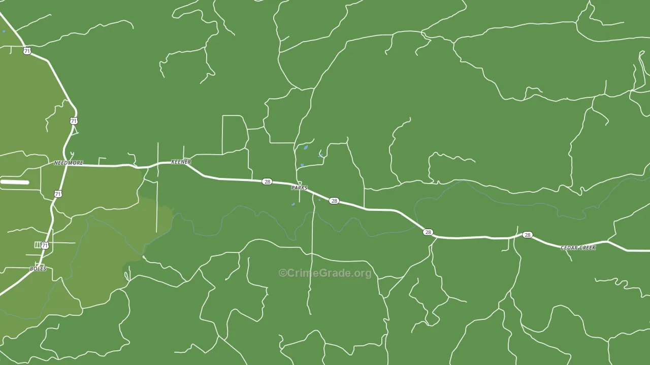 Parks, AR Map of Vehicle Theft Rates