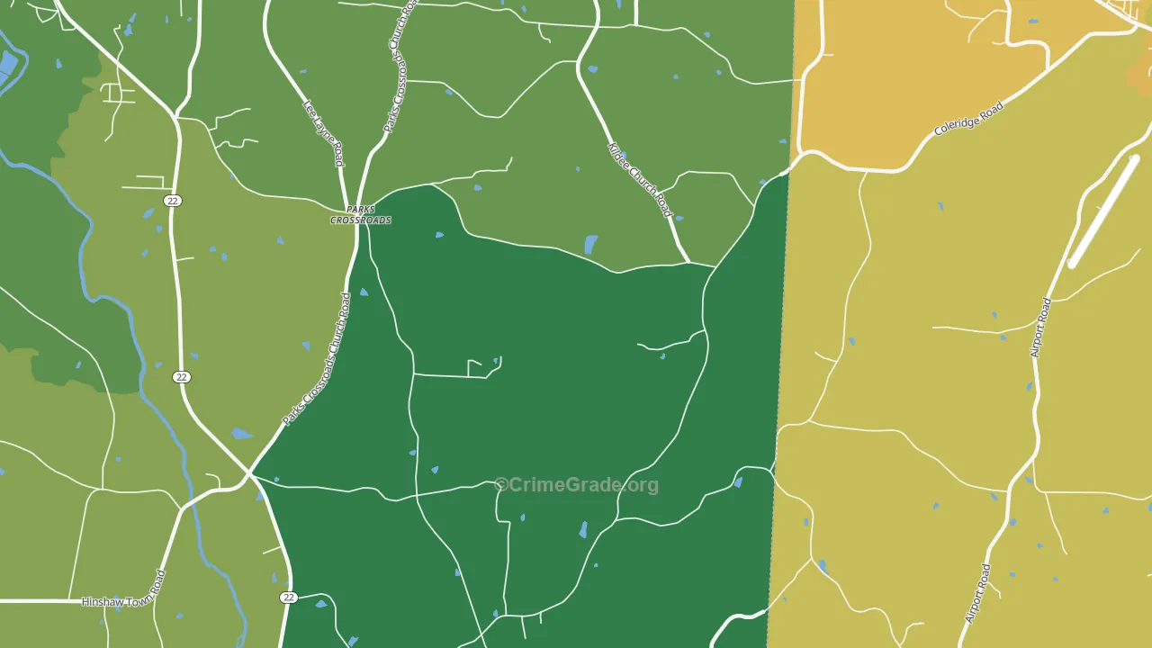 Parks Crossroads, NC Map of Vehicle Theft Rates
