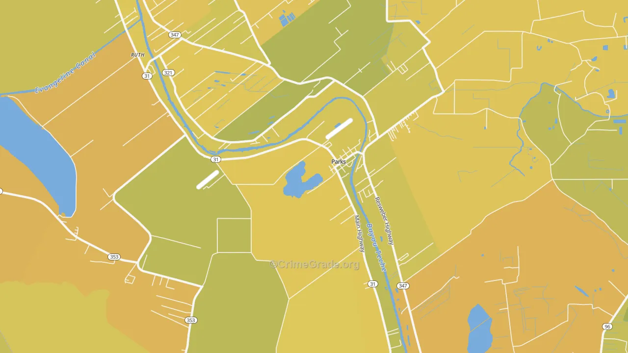 Parks, LA Map of Vehicle Theft Rates