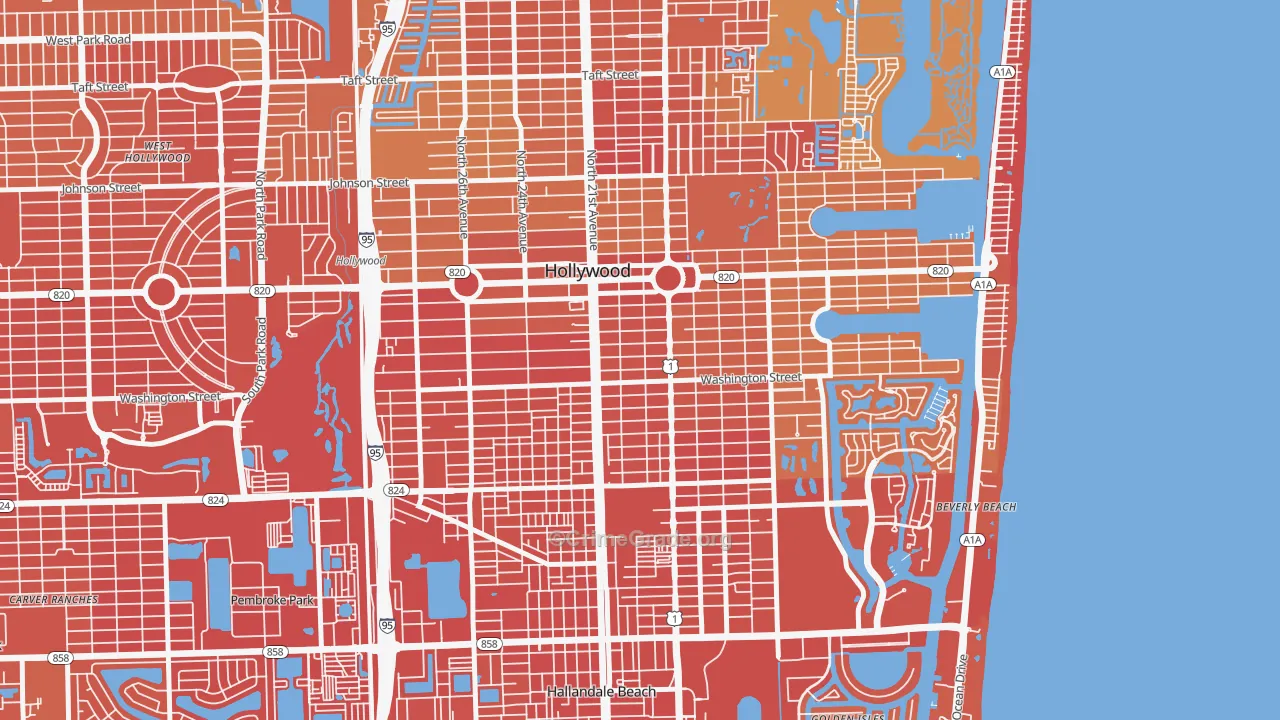 Parkside, Hollywood, FL Map of Vehicle Theft Rates