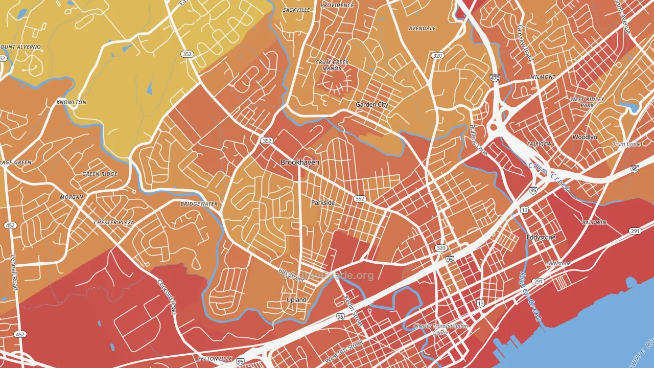 Parkside, PA Map of Vehicle Theft Rates