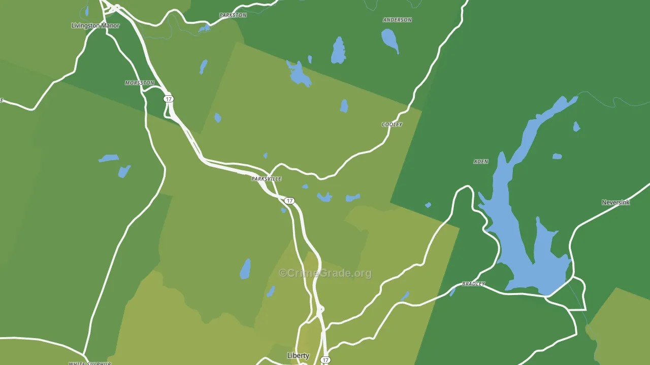 Parksville, NY Map of Vehicle Theft Rates