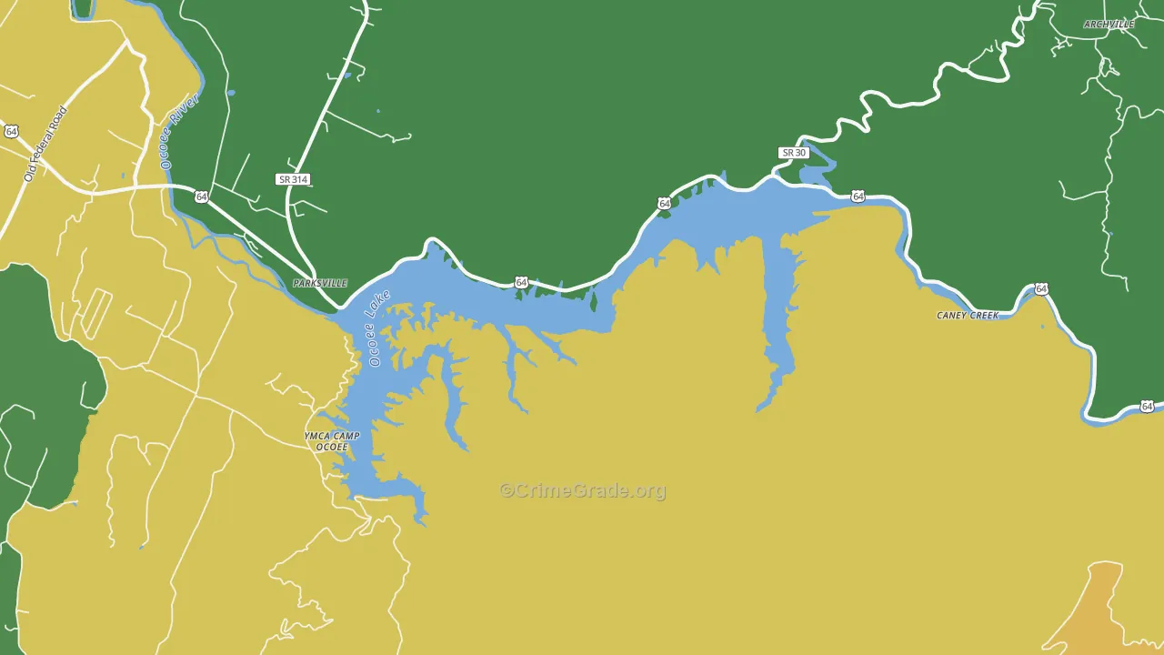 Parksville, TN Map of Vehicle Theft Rates