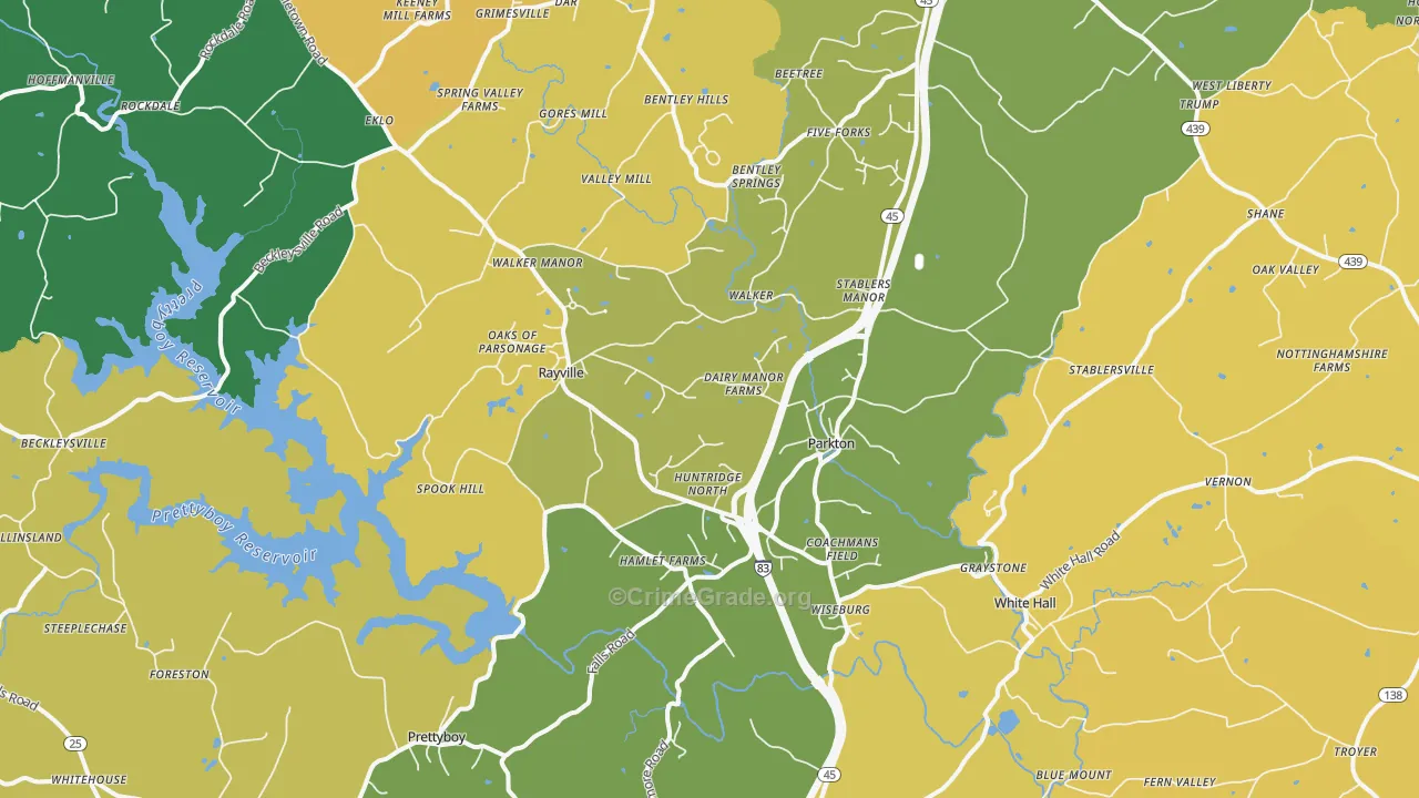 Parkton, MD Map of Vehicle Theft Rates