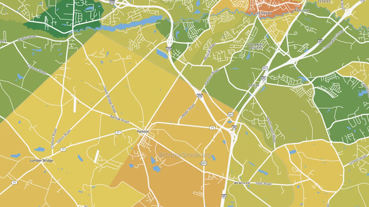 Parkton, NC Map of Vehicle Theft Rates