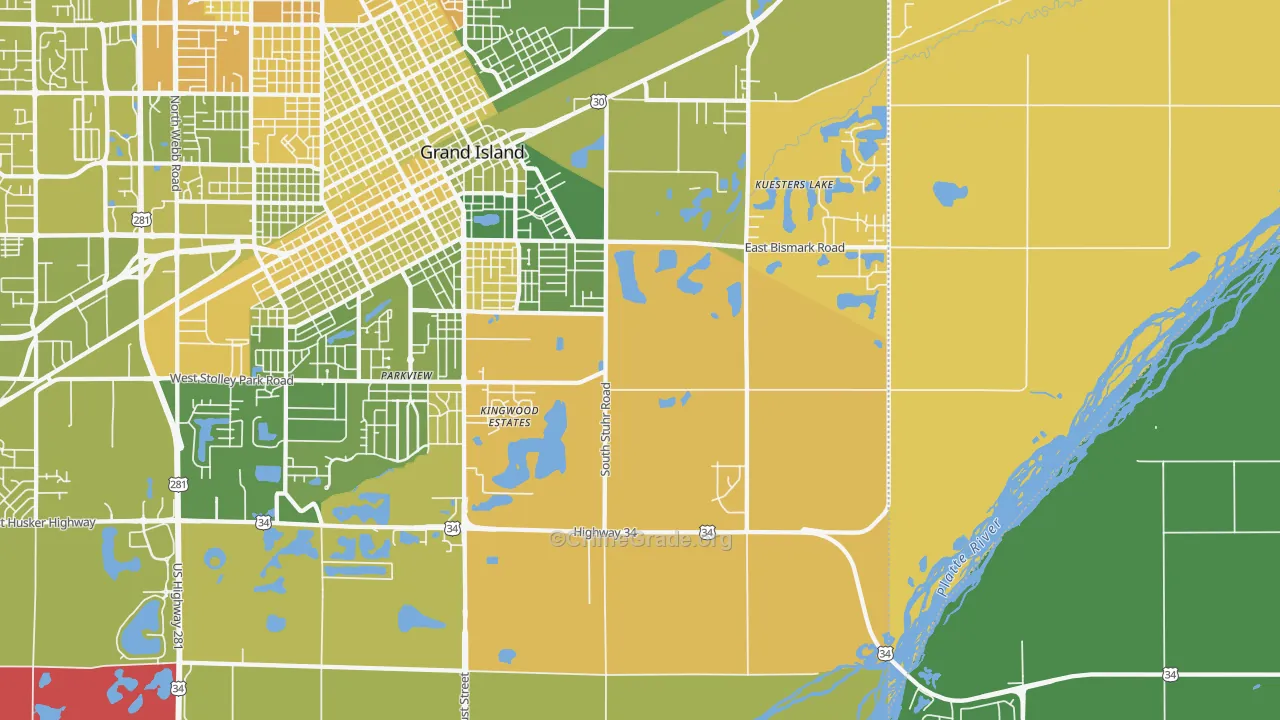 Parkview, NE Map of Vehicle Theft Rates