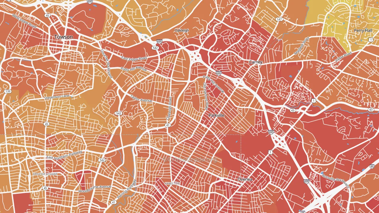 Parkville, MD Map of Vehicle Theft Rates