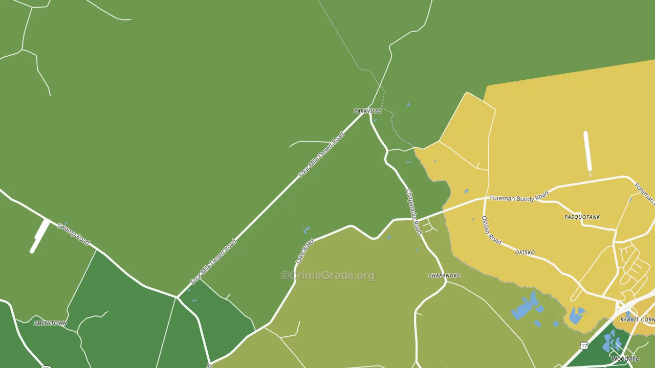Parkville, NC Map of Vehicle Theft Rates