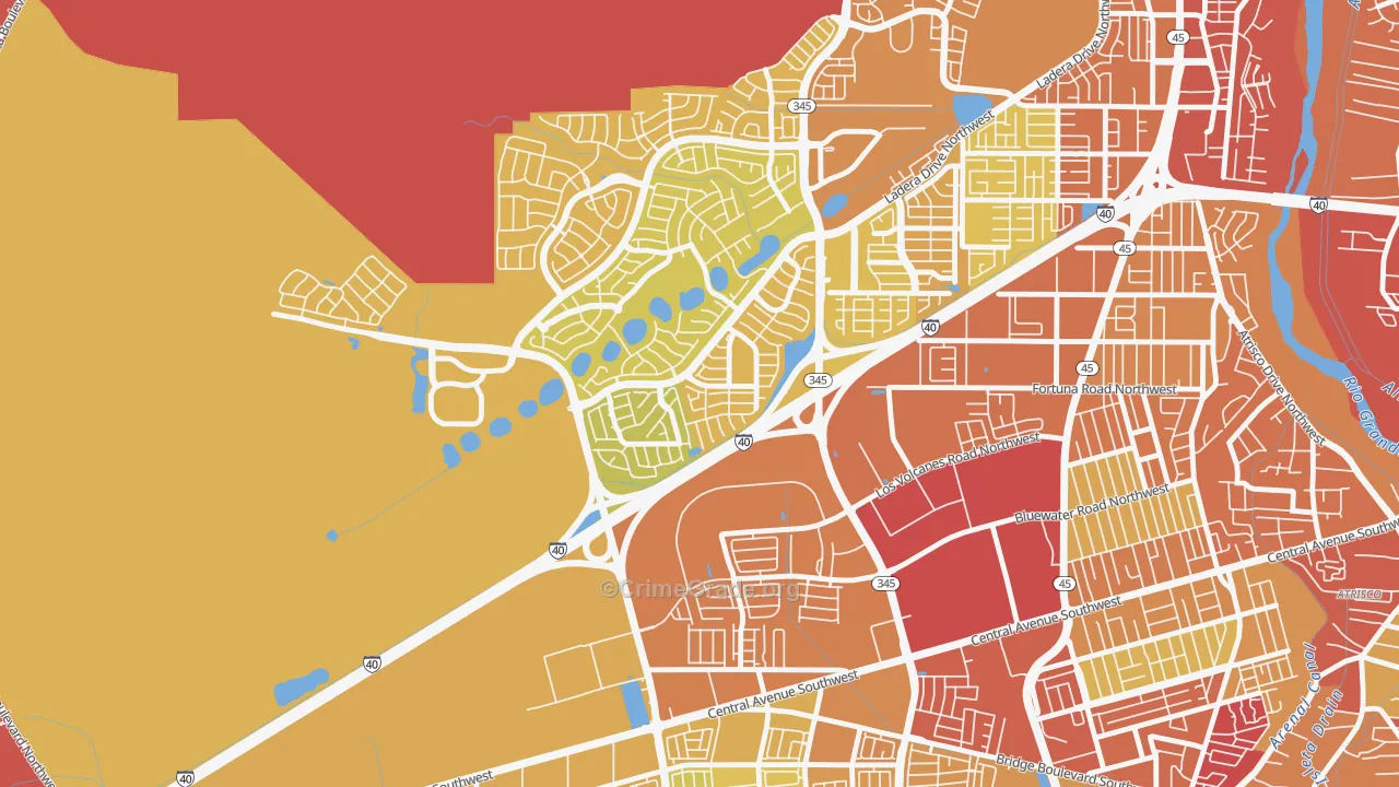 Parkway, Albuquerque, NM Map of Vehicle Theft Rates
