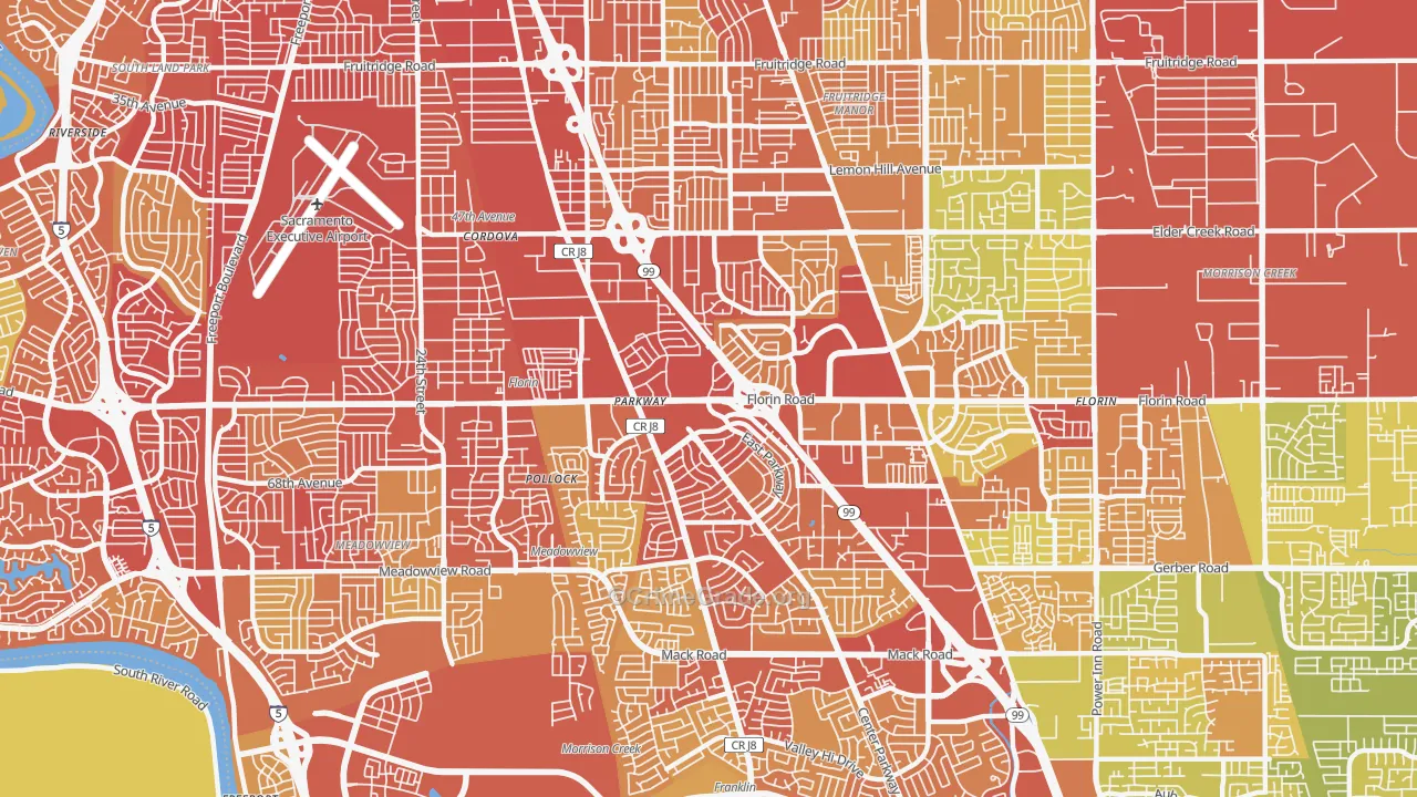 Parkway, CA Map of Vehicle Theft Rates