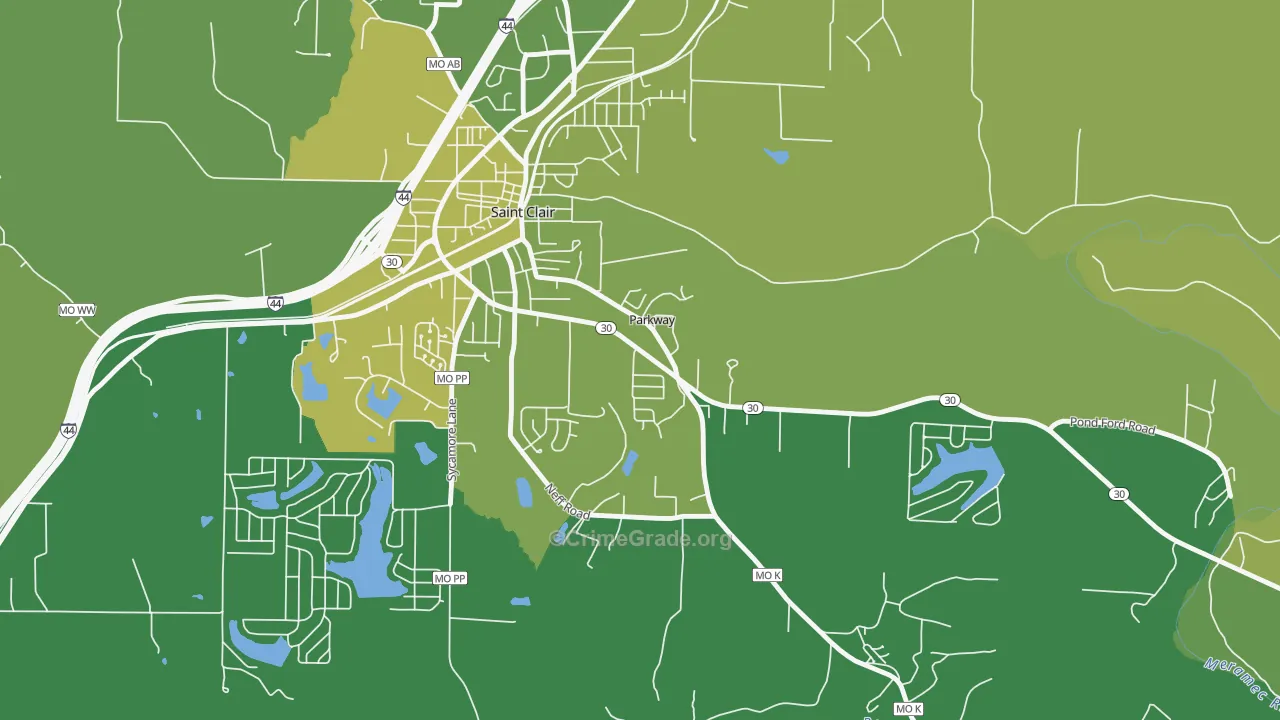 Parkway, MO Map of Vehicle Theft Rates