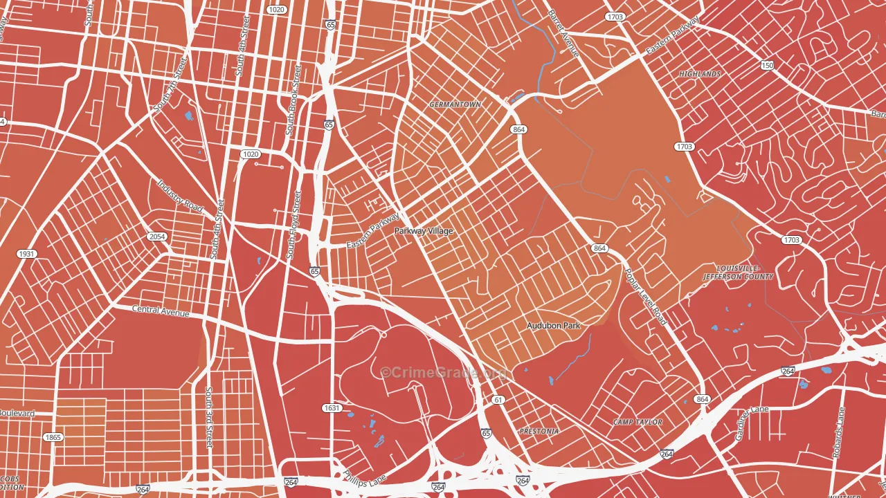 Parkway Village, KY Map of Vehicle Theft Rates