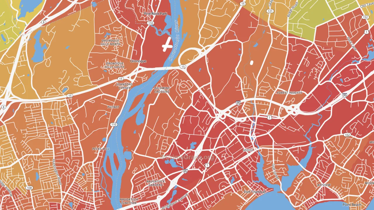 Parkway-Wheelers Farm Road, Milford, CT Map of Vehicle Theft Rates