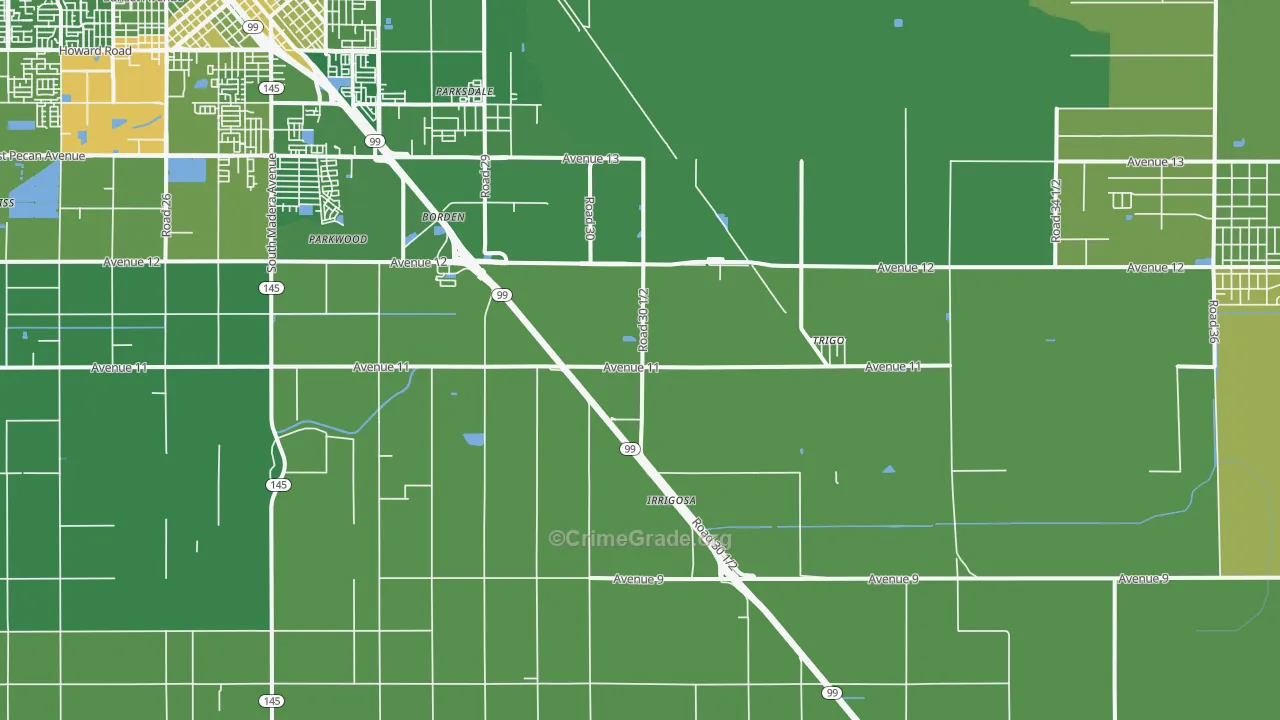 Parkwood, CA Map of Vehicle Theft Rates