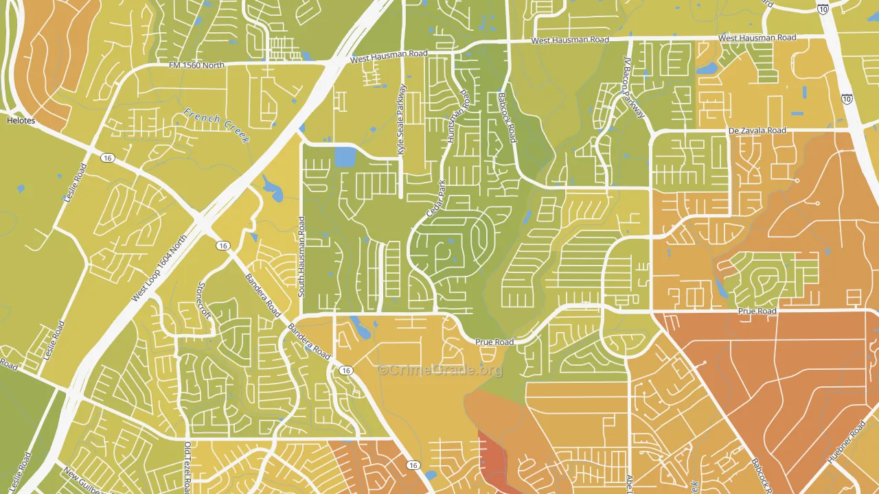 Parkwood Maintenance, San Antonio, TX Map of Vehicle Theft Rates