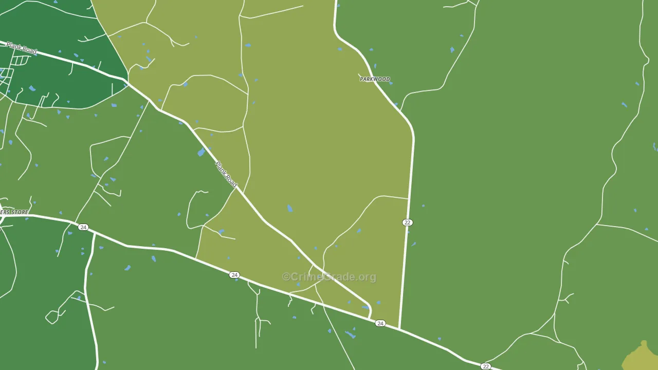 Parkwood, NC Map of Vehicle Theft Rates