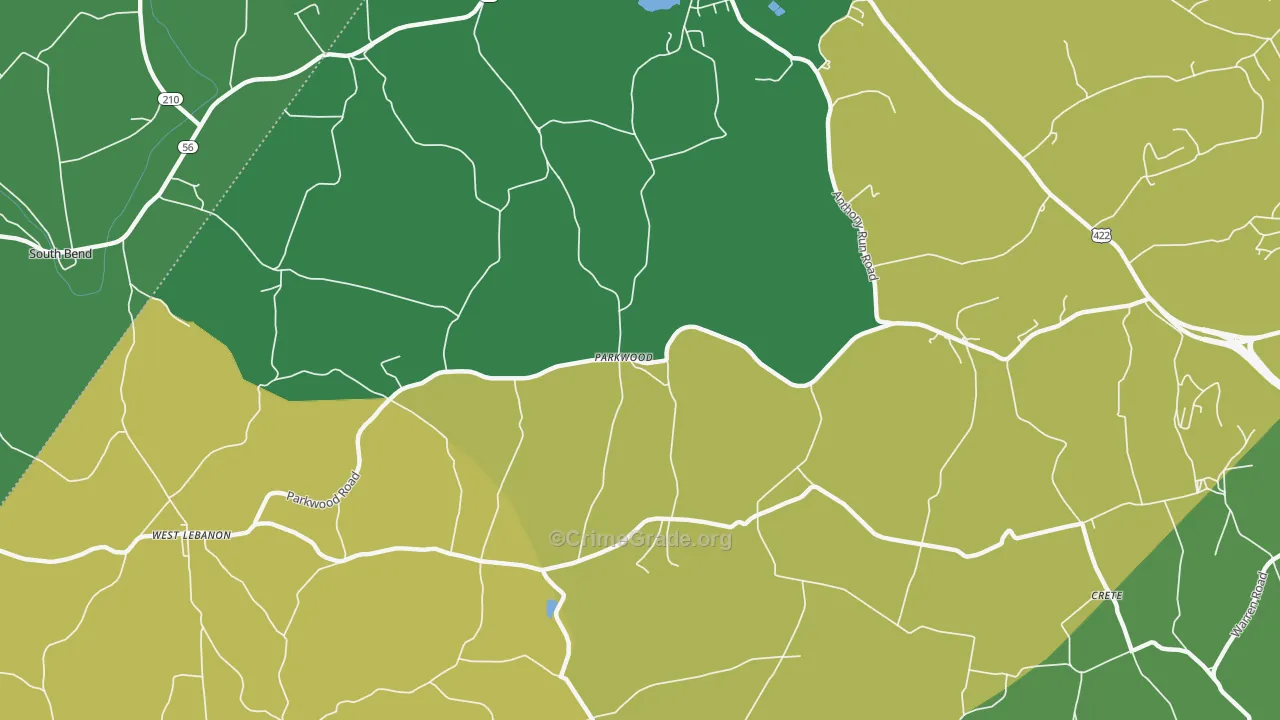Parkwood, PA Map of Vehicle Theft Rates