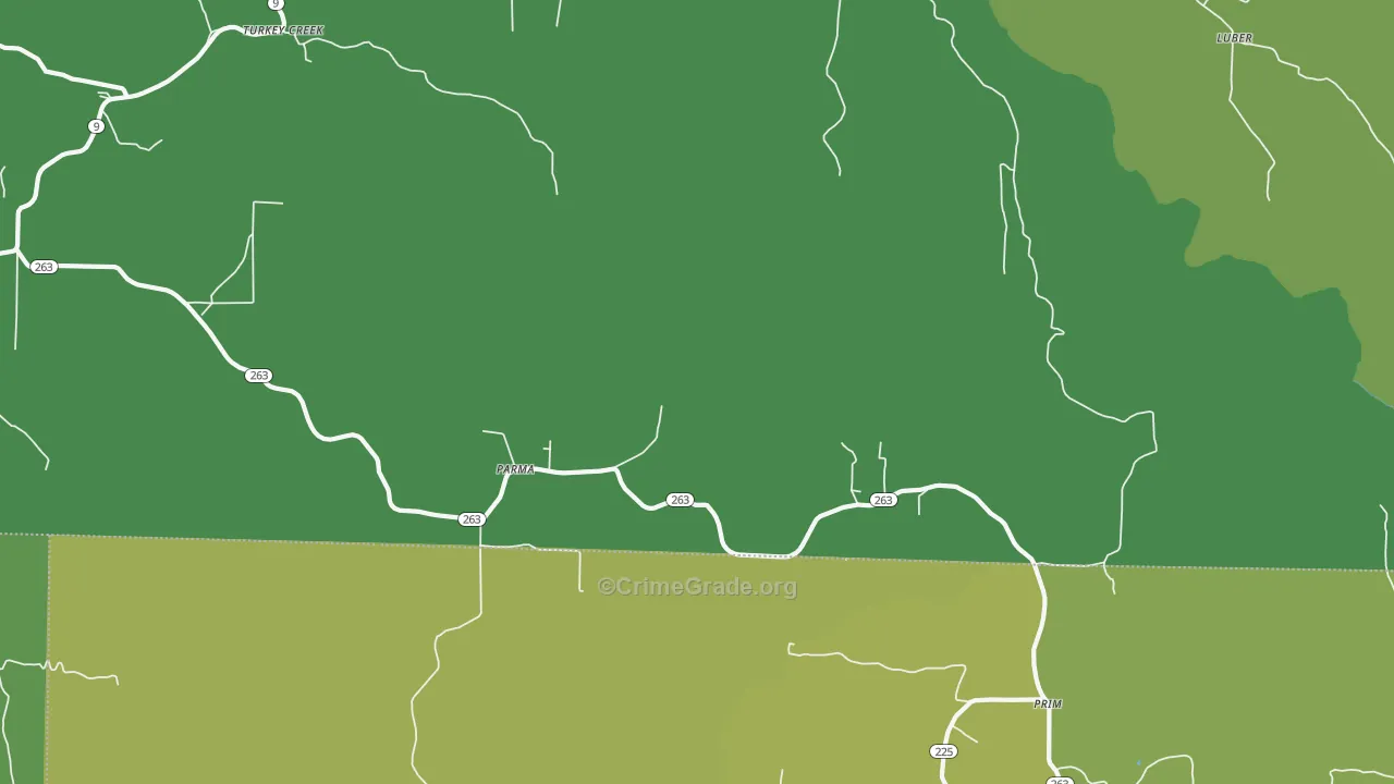 Parma, AR Map of Vehicle Theft Rates