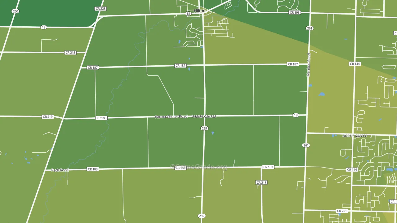 Parma Center, NY Map of Vehicle Theft Rates