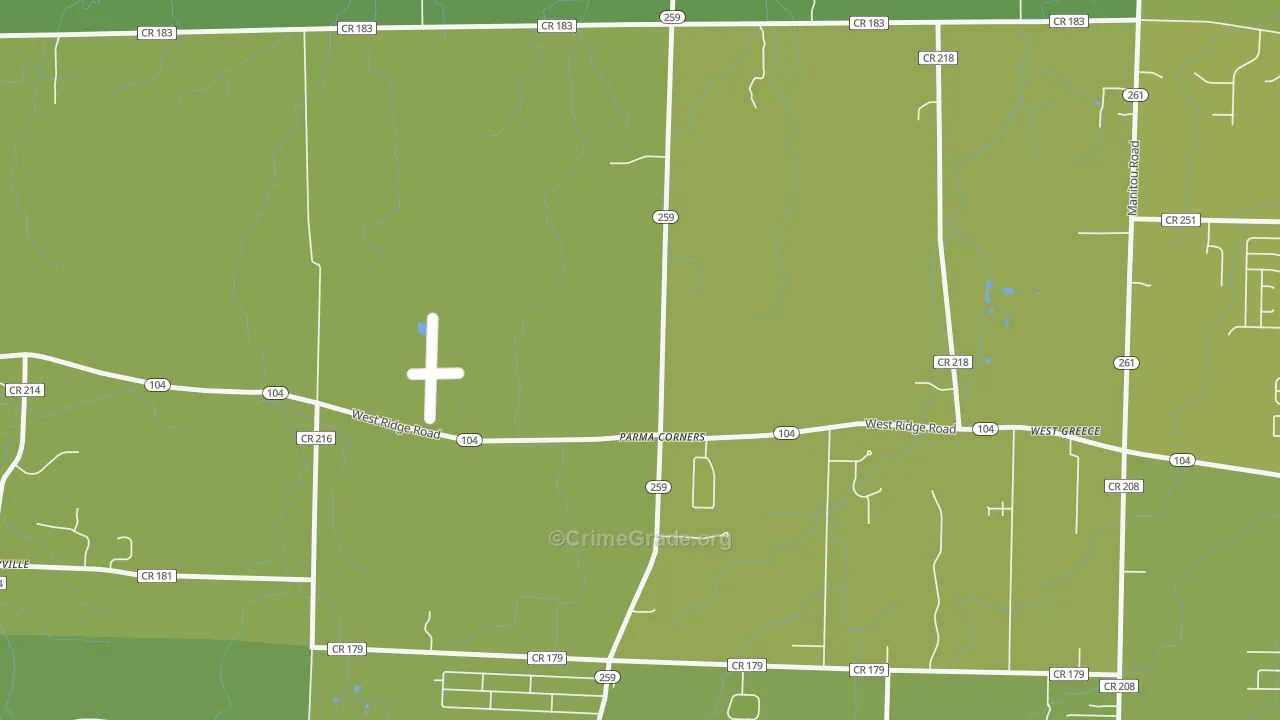 Parma Corners, NY Map of Vehicle Theft Rates