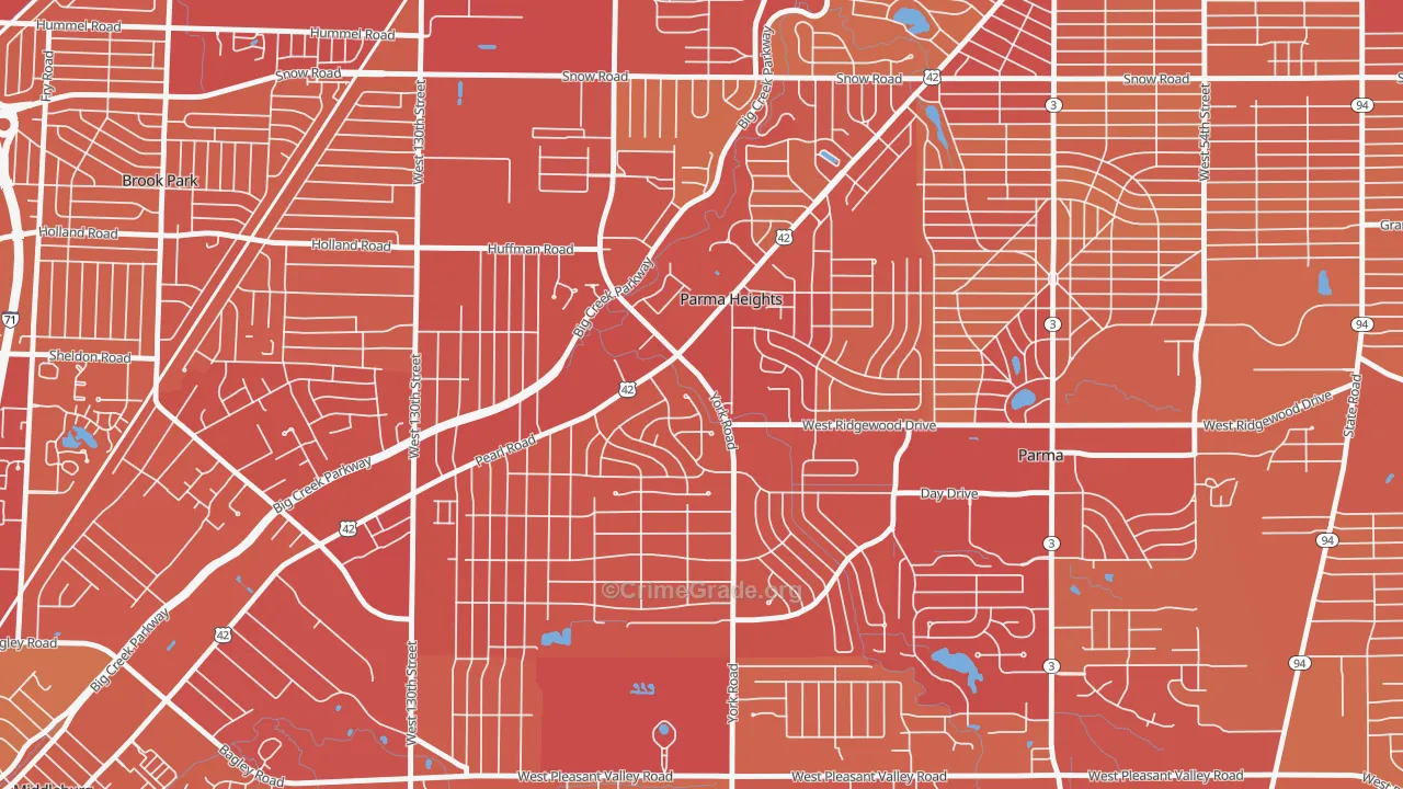Parma Heights, OH Map of Vehicle Theft Rates