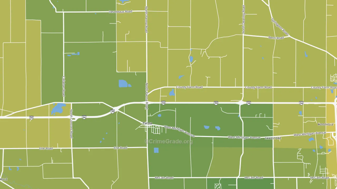 Parma, MI Map of Vehicle Theft Rates