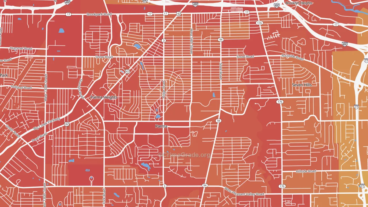 Parma, OH Map of Vehicle Theft Rates