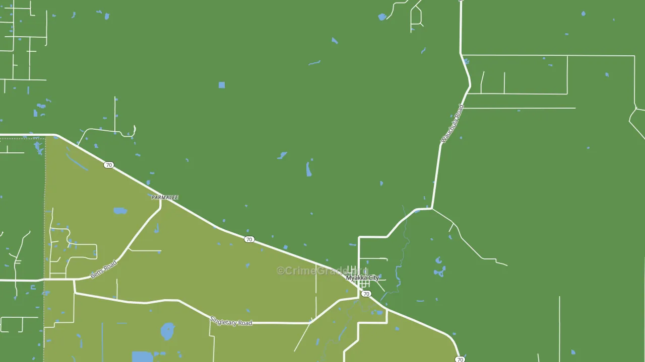 Parmalee, FL Map of Vehicle Theft Rates