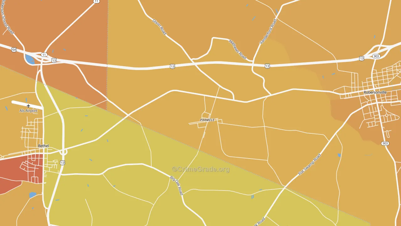 Parmele, NC Map of Vehicle Theft Rates
