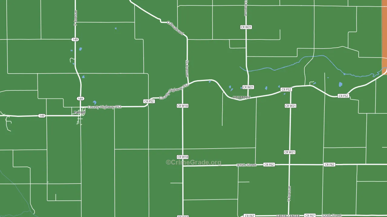 Parnell, IA Map of Vehicle Theft Rates