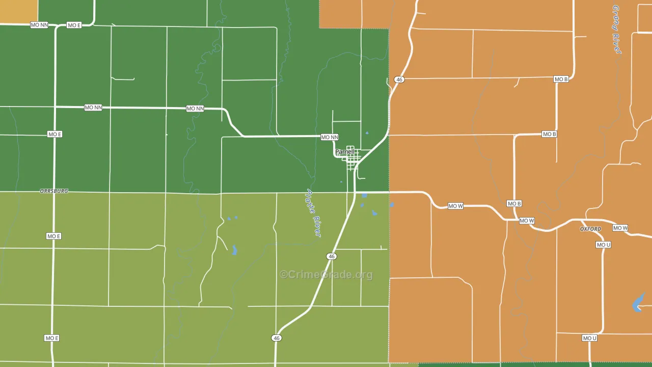 Parnell, MO Map of Vehicle Theft Rates